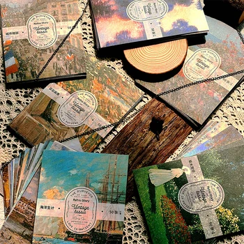 MOHAMM 50 Листов Винтажная Картина маслом Пейзаж Материал Бумага для Скрапбукинга DIY Collage Journaling Art Crafts - Изображение 1  