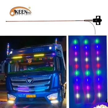 OKEEN 24V RGB Антенный Светильник LED Декоративные Хлысты Флагшток Лампа Красочный Серпантин Мигающие Контрольные Огни для Багажника Jeep ATV UTV - Изображение 1  