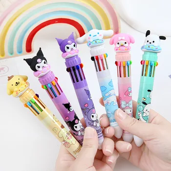 Sanrio Мультяшная Шариковая ручка 18/36шт Kuromi Hello Kitty Cinnamoroll 10 Цветов 0,7 Канцелярские Принадлежности Для школьников, Ручка для Рисования - Изображение 1  