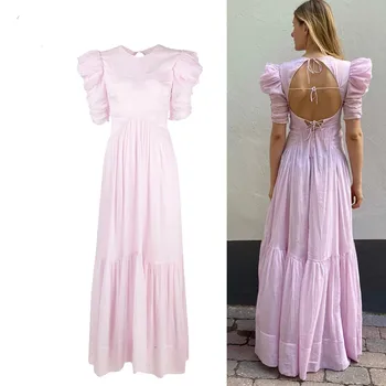 Весенне-летнее подиумное платье с открытой спиной, длинные вечерние платья для ужина, Дизайнерские платья Princess Elbise Lady Cottagecore - Изображение 2  