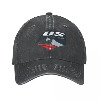 Лыжная команда США Логотип Syml Бейсболки США Джинсовые Шляпы Регулируемая Кепка Спортивная Бейсбольная Ковбойская шляпа для мужчин и женщин - Изображение 1  
