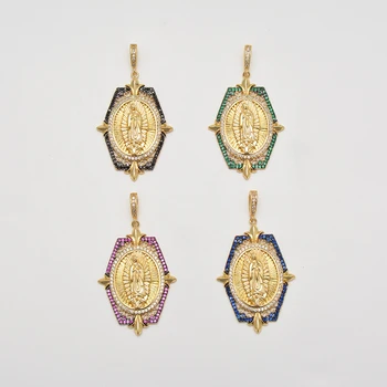 Модные подвески Девы Марии для изготовления ювелирных изделий, подвески с проложенным цирконом, ожерелье-цепочка, браслет 