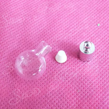 шарм 6 мм, открытая сплюснутая бутылка из прозрачного стекла, бутылка для риса, резина и колпачок (нужен клей) для ожерелья 